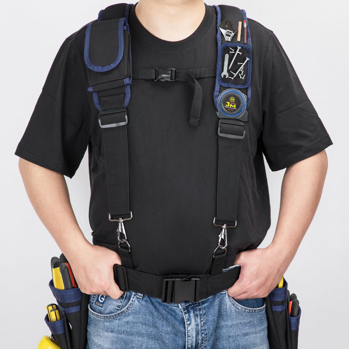 Adjustable Tool Belt with Magnetic Wristband and Pouch Pocket K2205