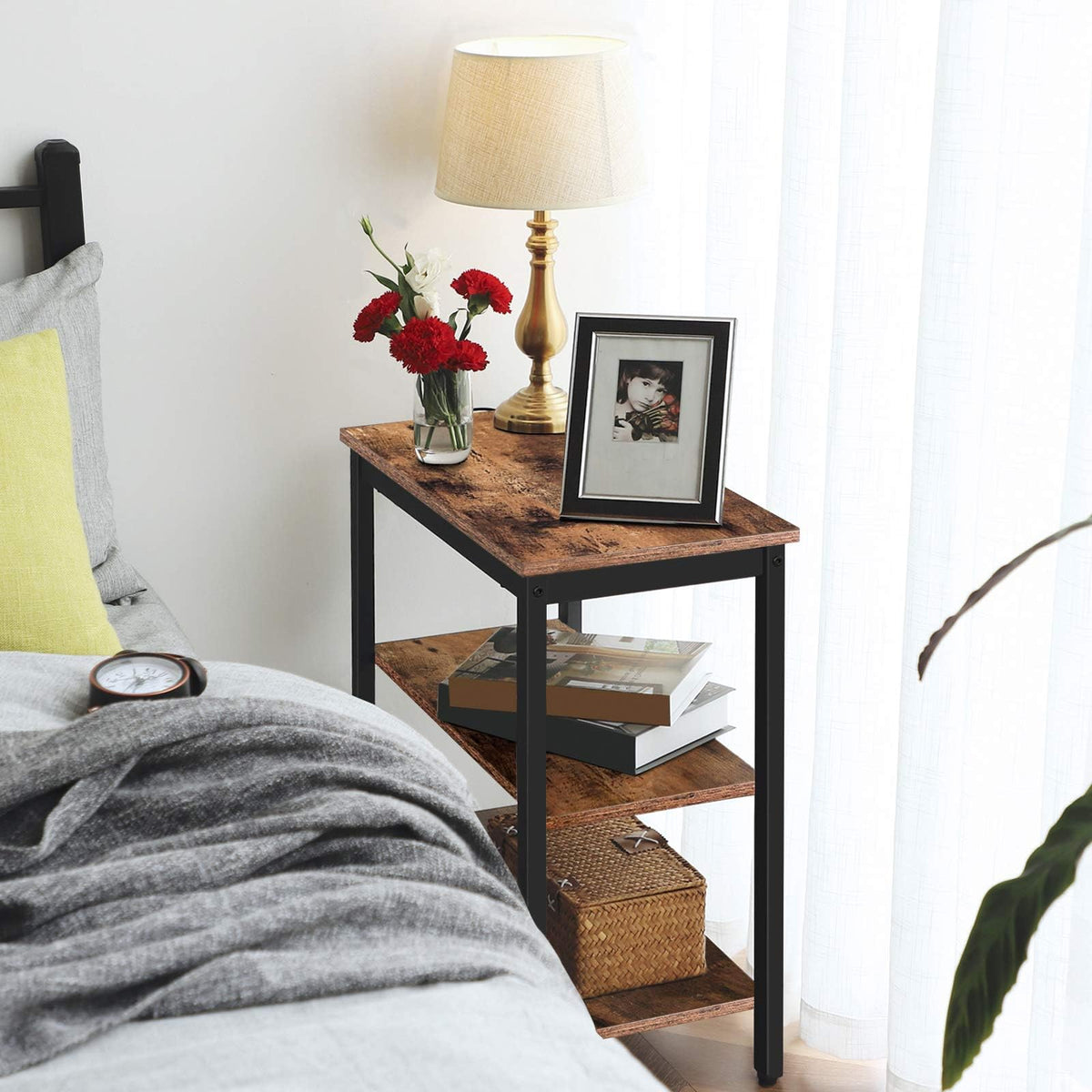 Rustic Brown and Black 3-Tier End Table E975737