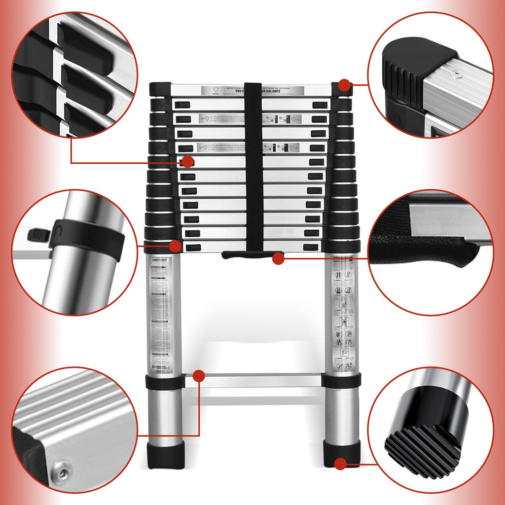 Telescopic Aluminum Ladder 14.5FT 330lbs Capacity T705