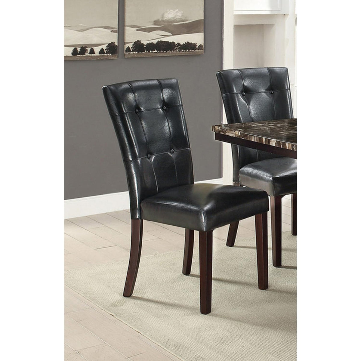 Black Faux Leather Parson Chairs Set of 2 C3811