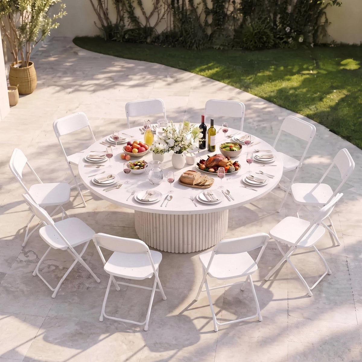 10 Pack White Plastic Folding Chair B2561
