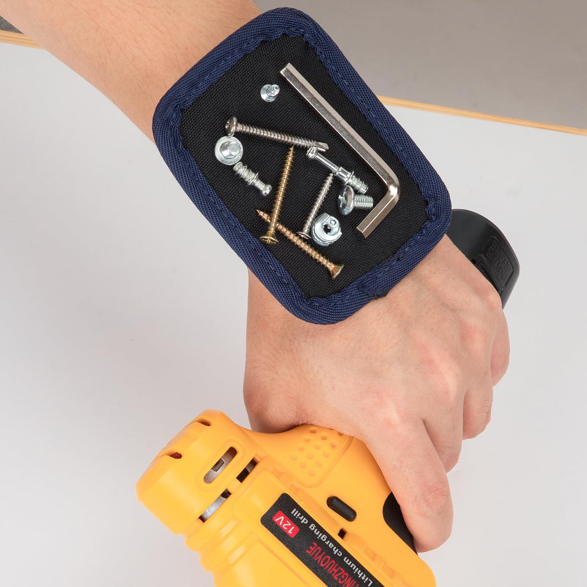 Adjustable Tool Belt with Magnetic Wristband and Pouch Pocket K2205
