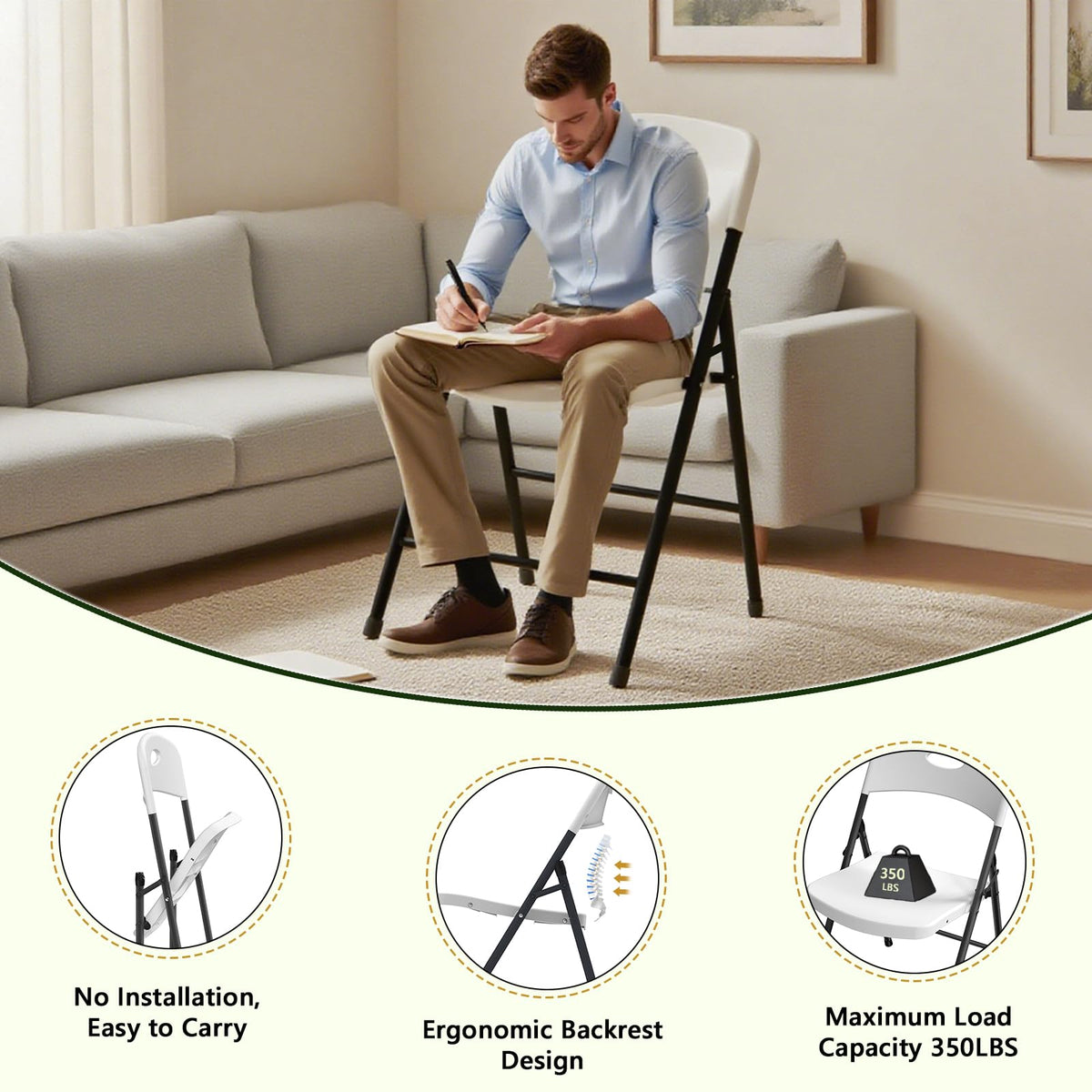4 Pack Heavy Duty Plastic Folding Chair U2445