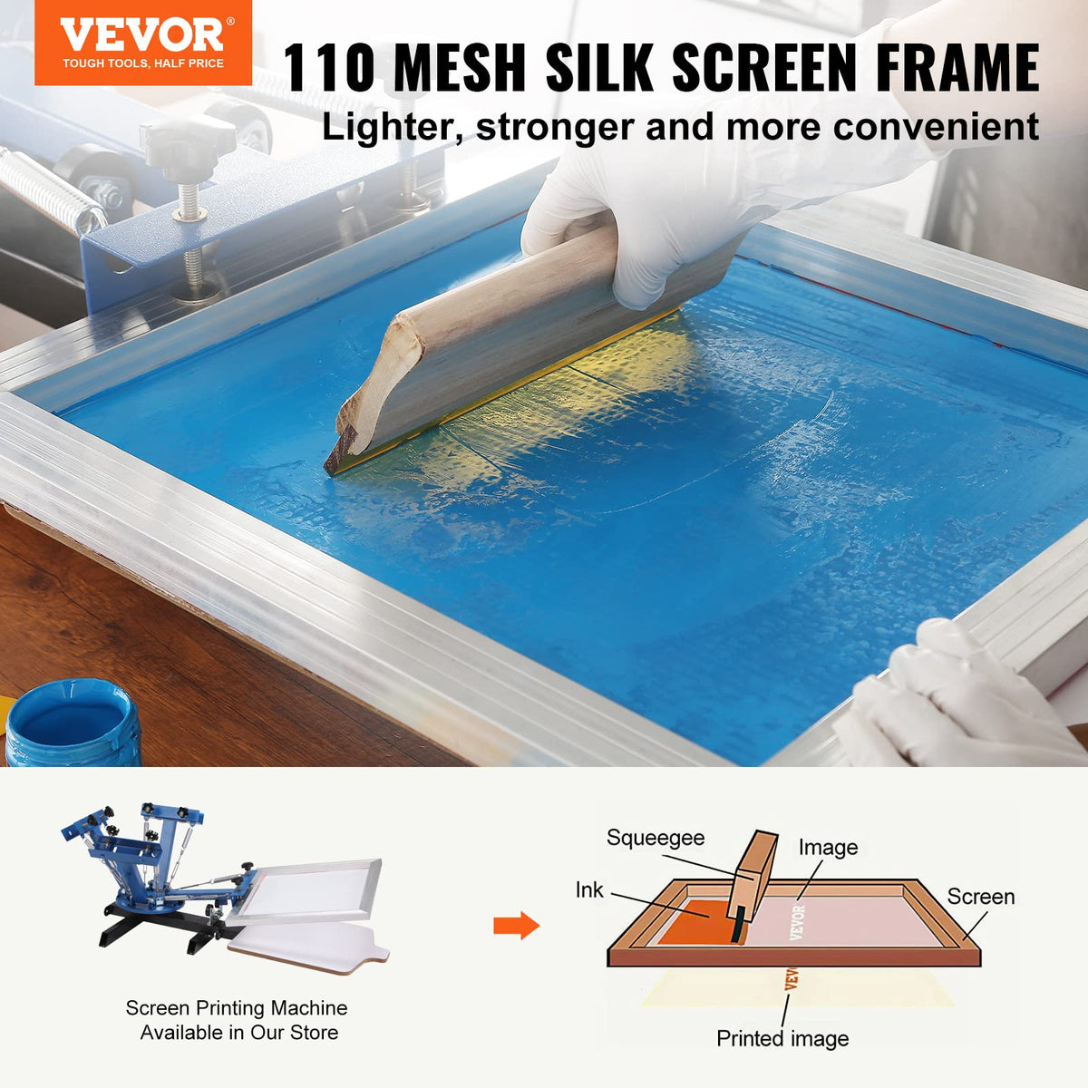 6 Pieces Aluminum Silk Screen Frame with 110 Count Nylon Mesh S352990