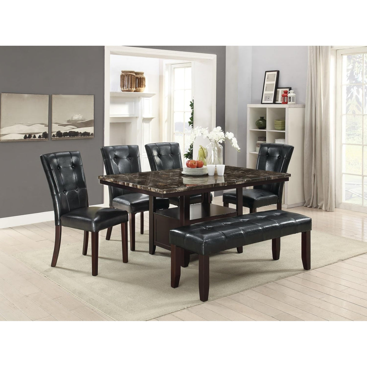 Black Faux Leather Parson Chairs Set of 2 C3811