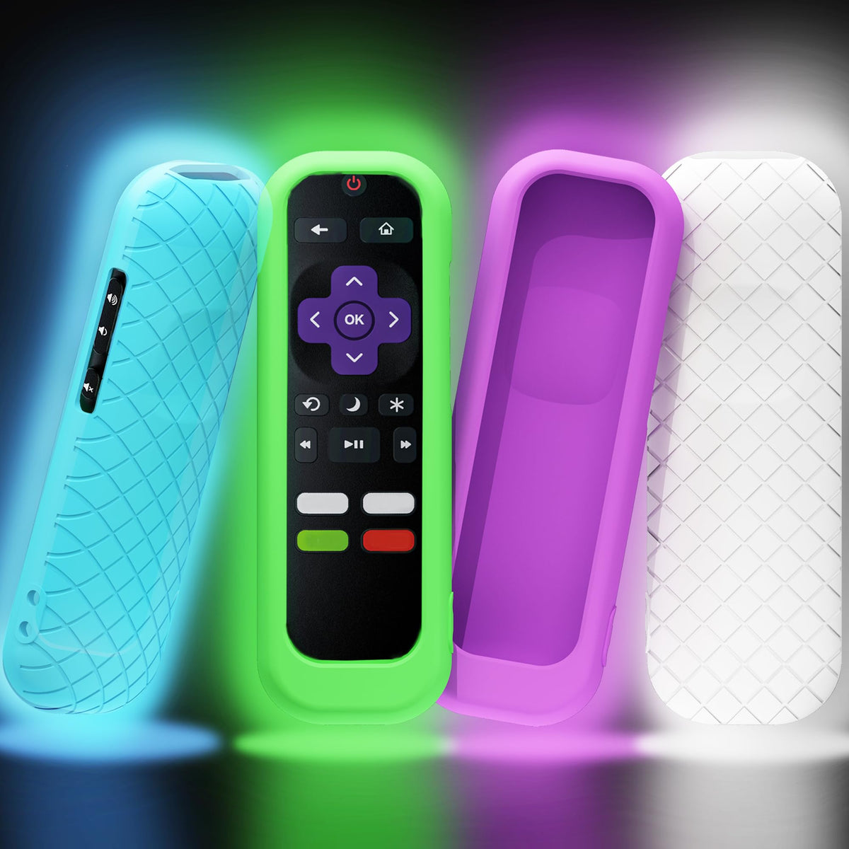 Silicone Remote Cover, 2-Pack, Glow in the Dark, Blue/Purple P422558