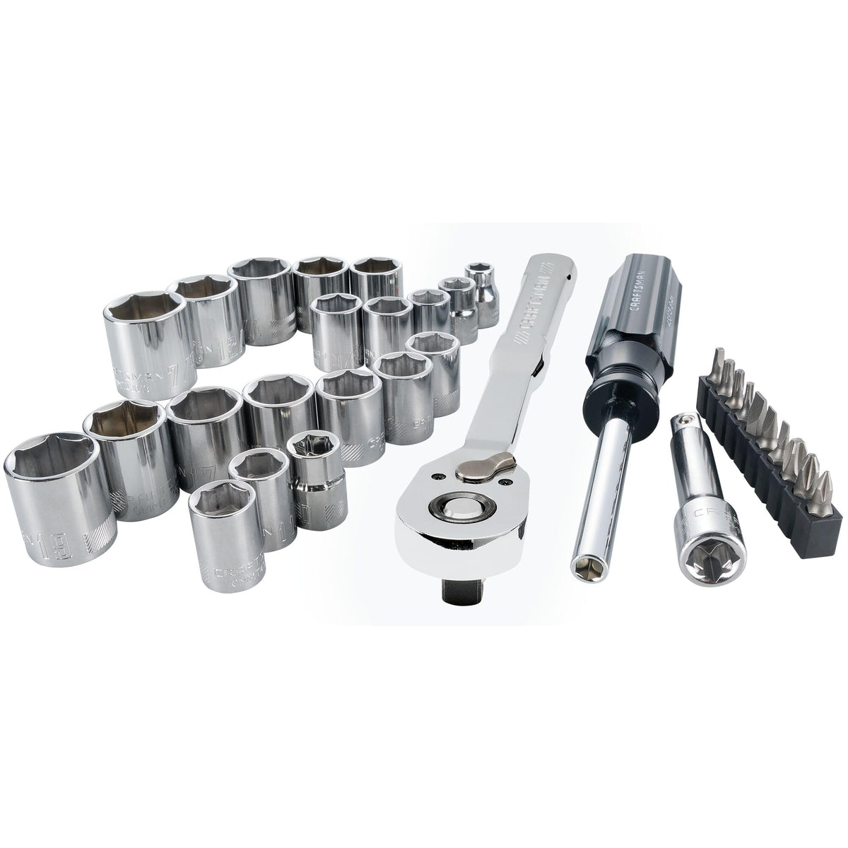 33 Piece 3/8 Inch Drive SAE/Metric Mechanics Tool Set W6645