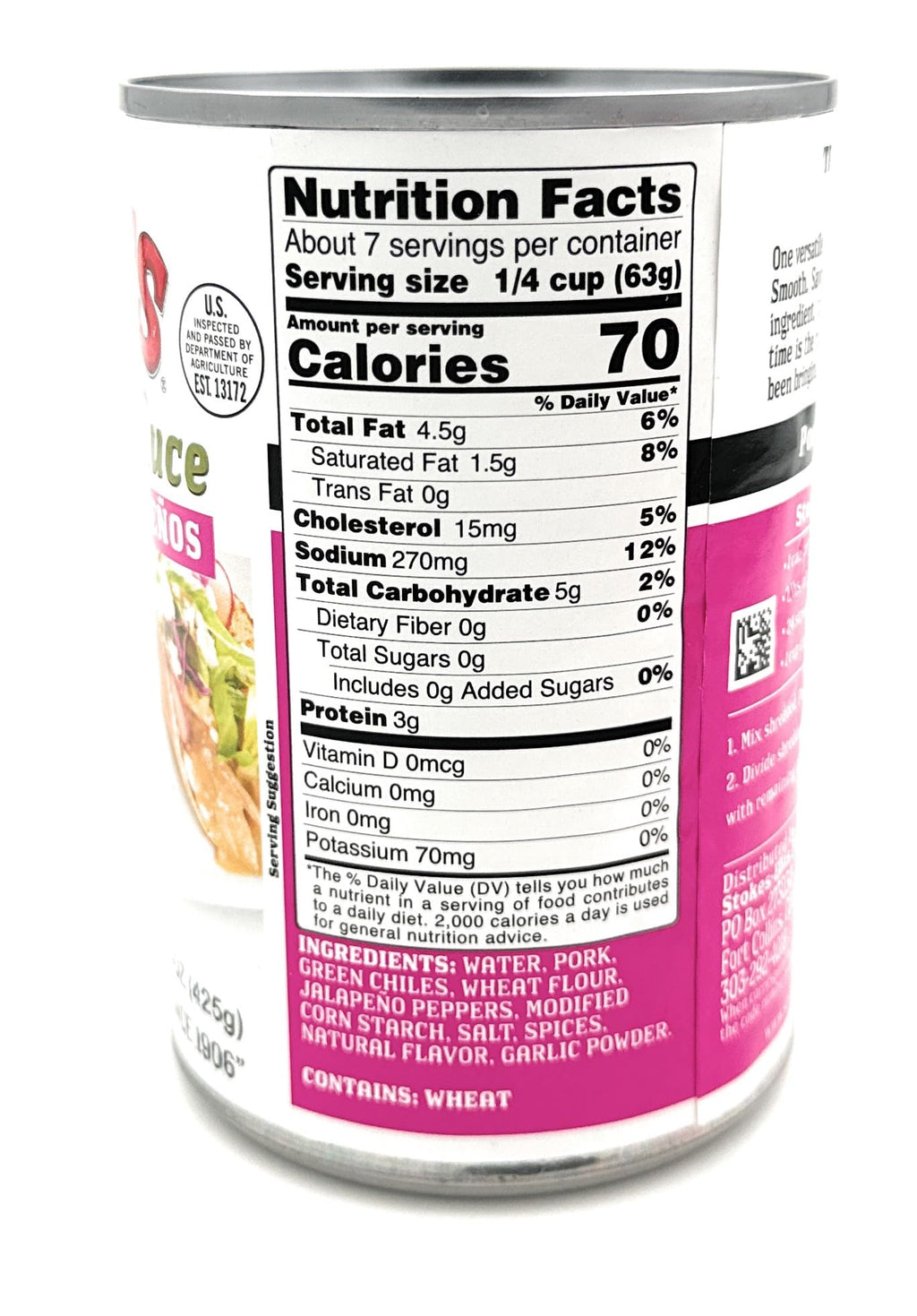 Green Chile Sauce with Pork and Jalapenos Pack of 6 B931