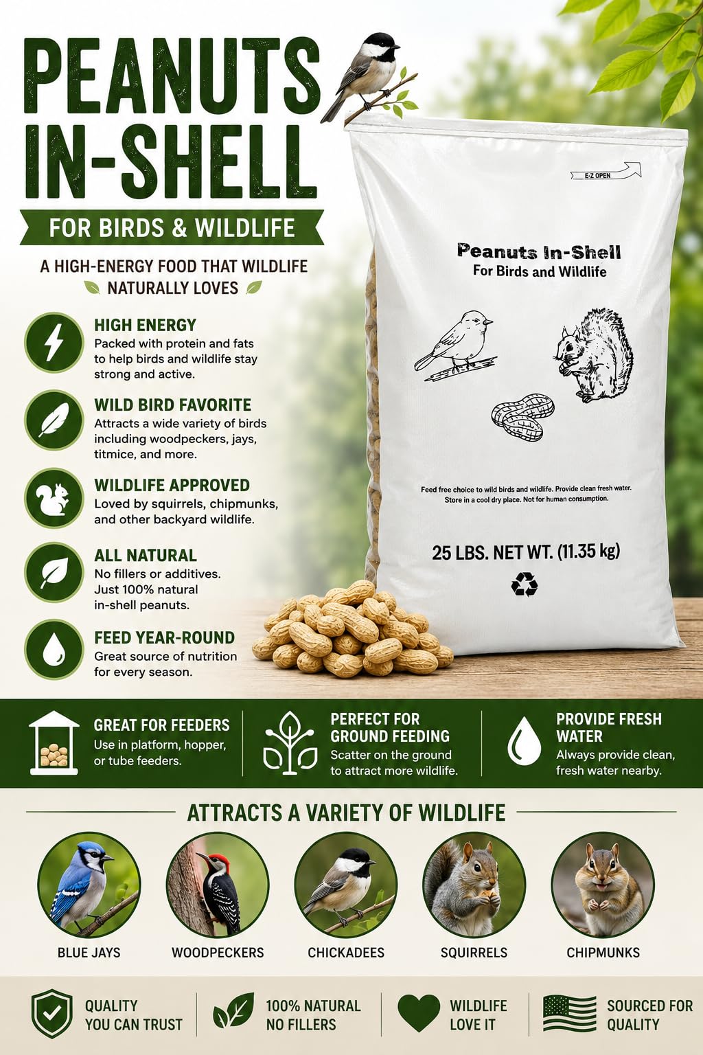 Raw Peanuts in Shell Bird & Wildlife Feed 25 lb X4451