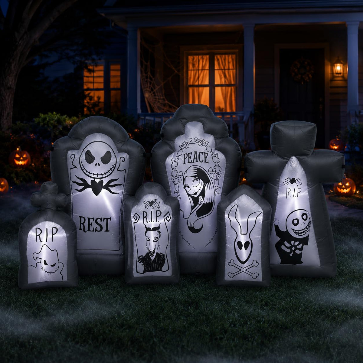 6.9FT Inflatable Tombstone Set with Built-in LED Lights J176330