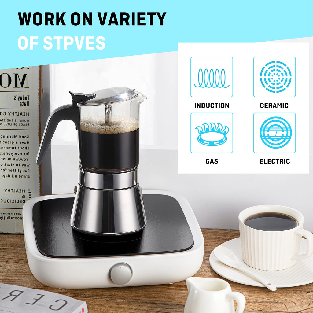 Induction Stovetop Espresso Maker 240ml 6cup J208493