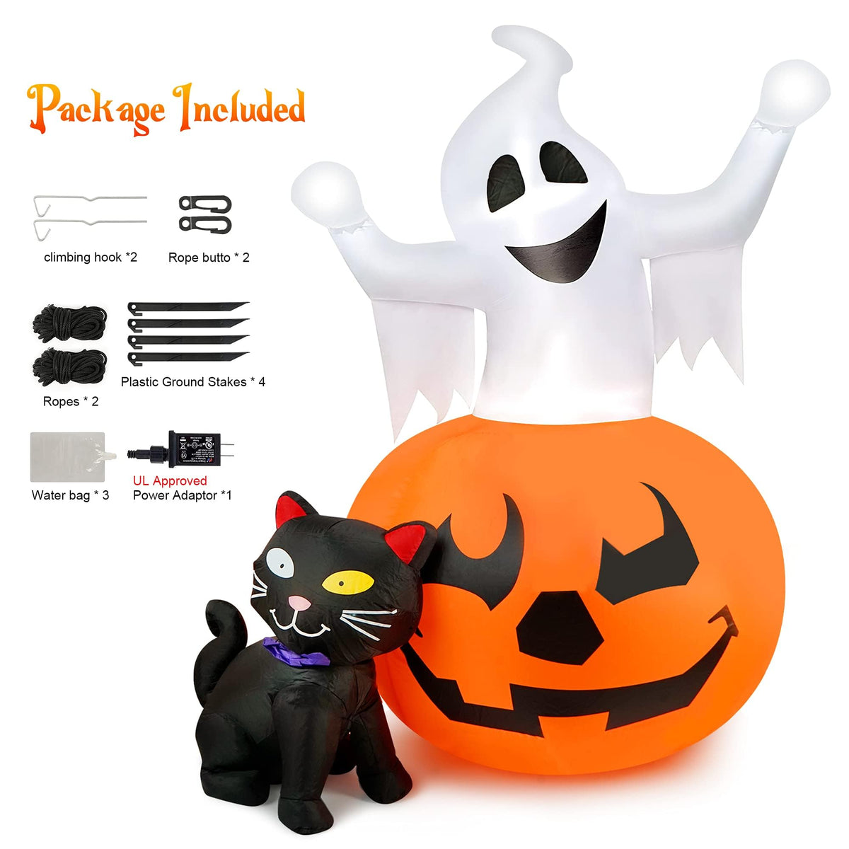 5 FT Halloween Inflatables Outdoor Ghost Pumpkin Black Cat Decor M923