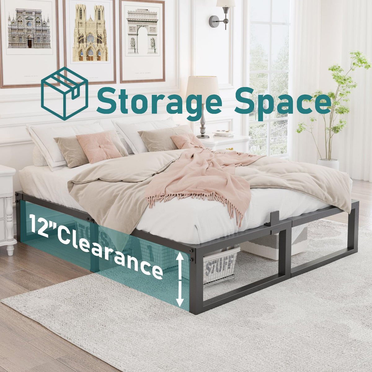 14 Inch Queen Heavy Duty Metal Platform Bed Frame A227042