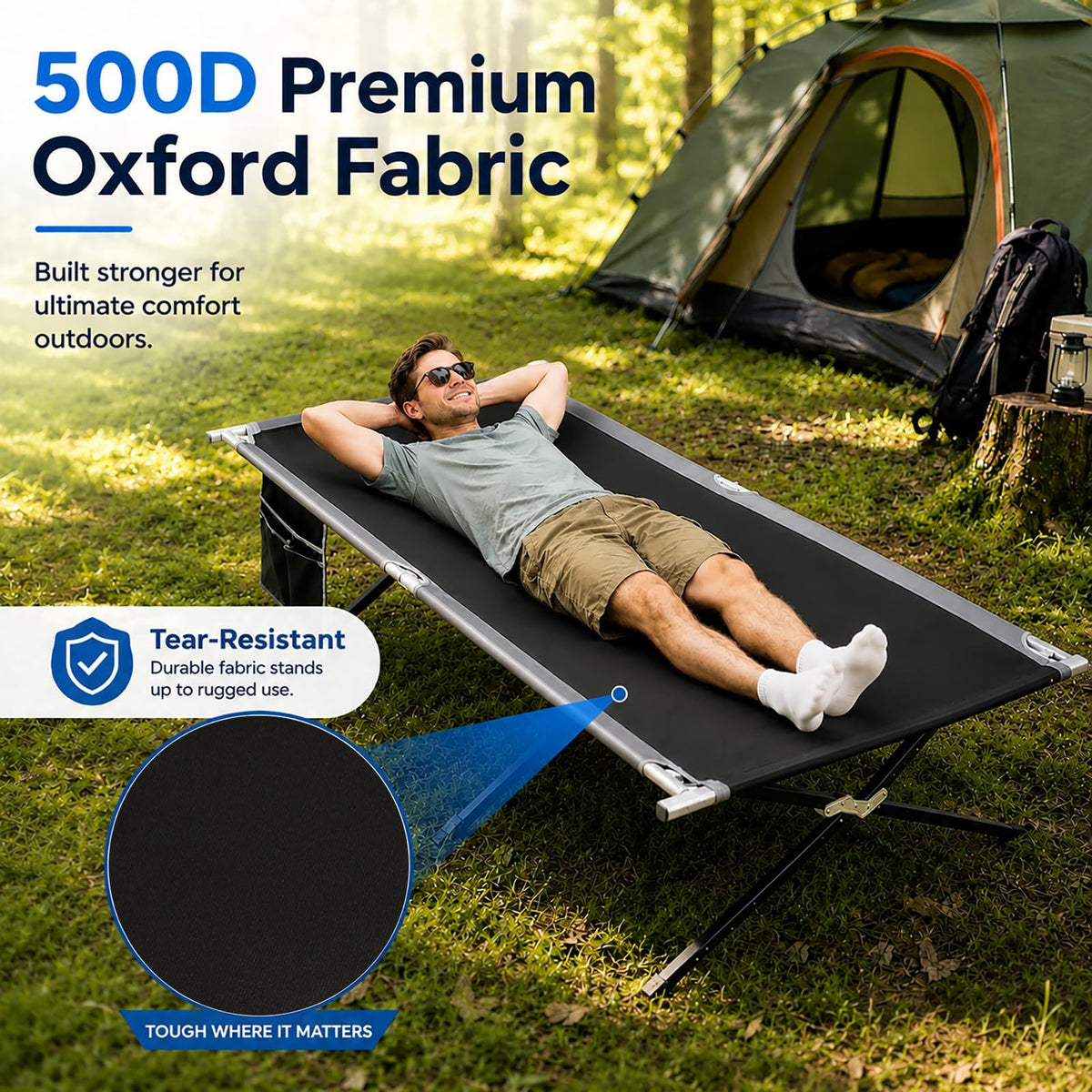 42" Extra Wide Heavy Duty Folding Cot Bed with Carry Bag H520412