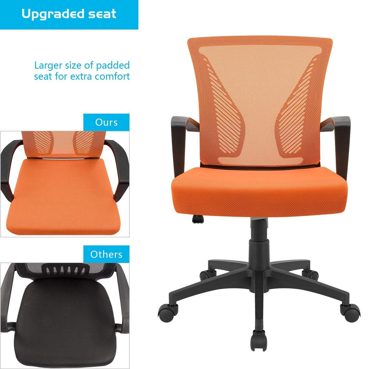 Orange Mesh Ergonomic Office Chair with Armrest X45218