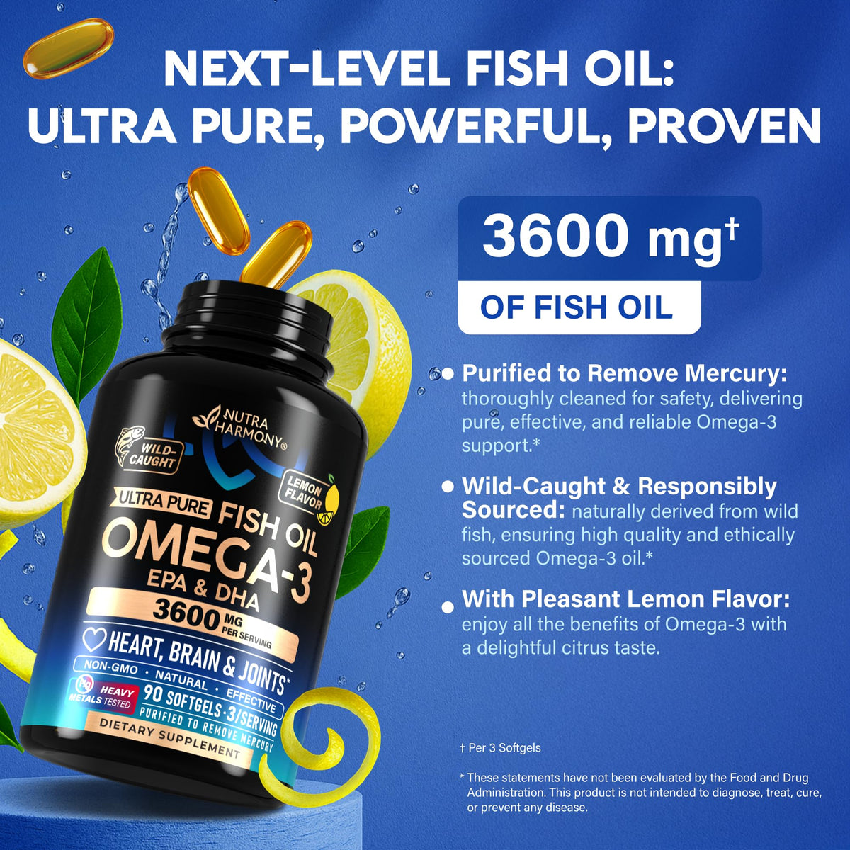 Omega 3 Fish Oil 3600 mg 90 Softgels R1499