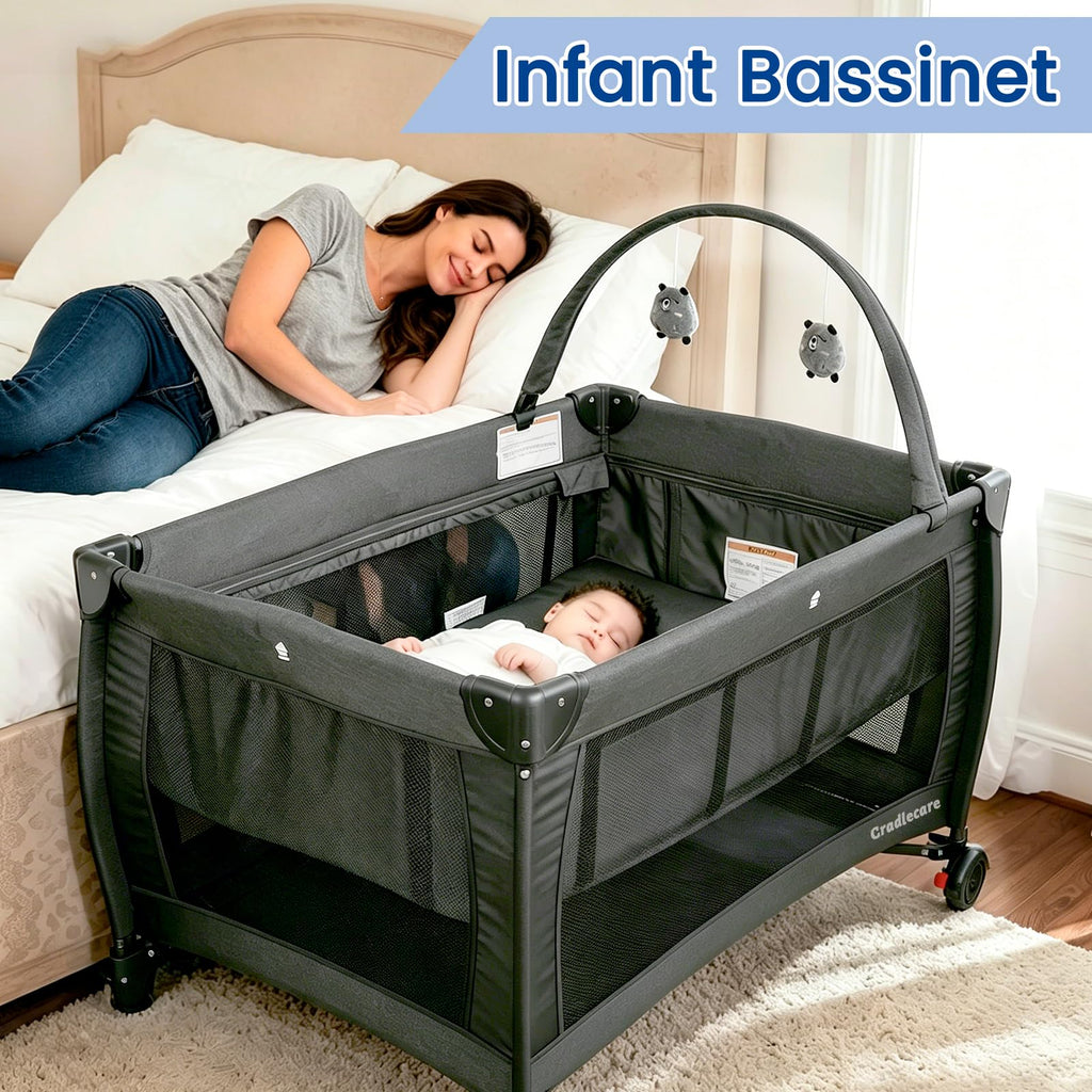 3-in-1 Pack and Play with Changing Table & Carry Bag, Black N368