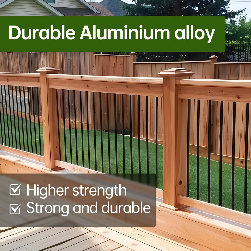 32"-100Pack Aluminum Deck Balusters Hollow Round Deck Railing Spindles Matte Coated Black S960