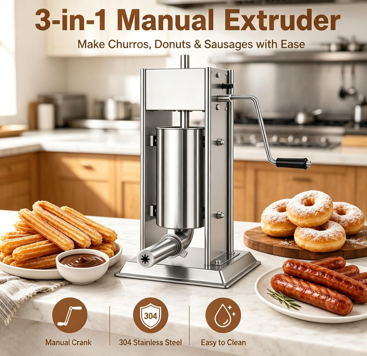 3-in-1 Manual Sausage Stuffer 15LB O8094