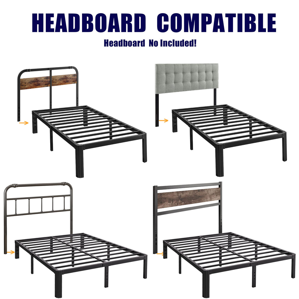 California King Heavy Duty Metal Platform Bed Frame with Round Corners H612