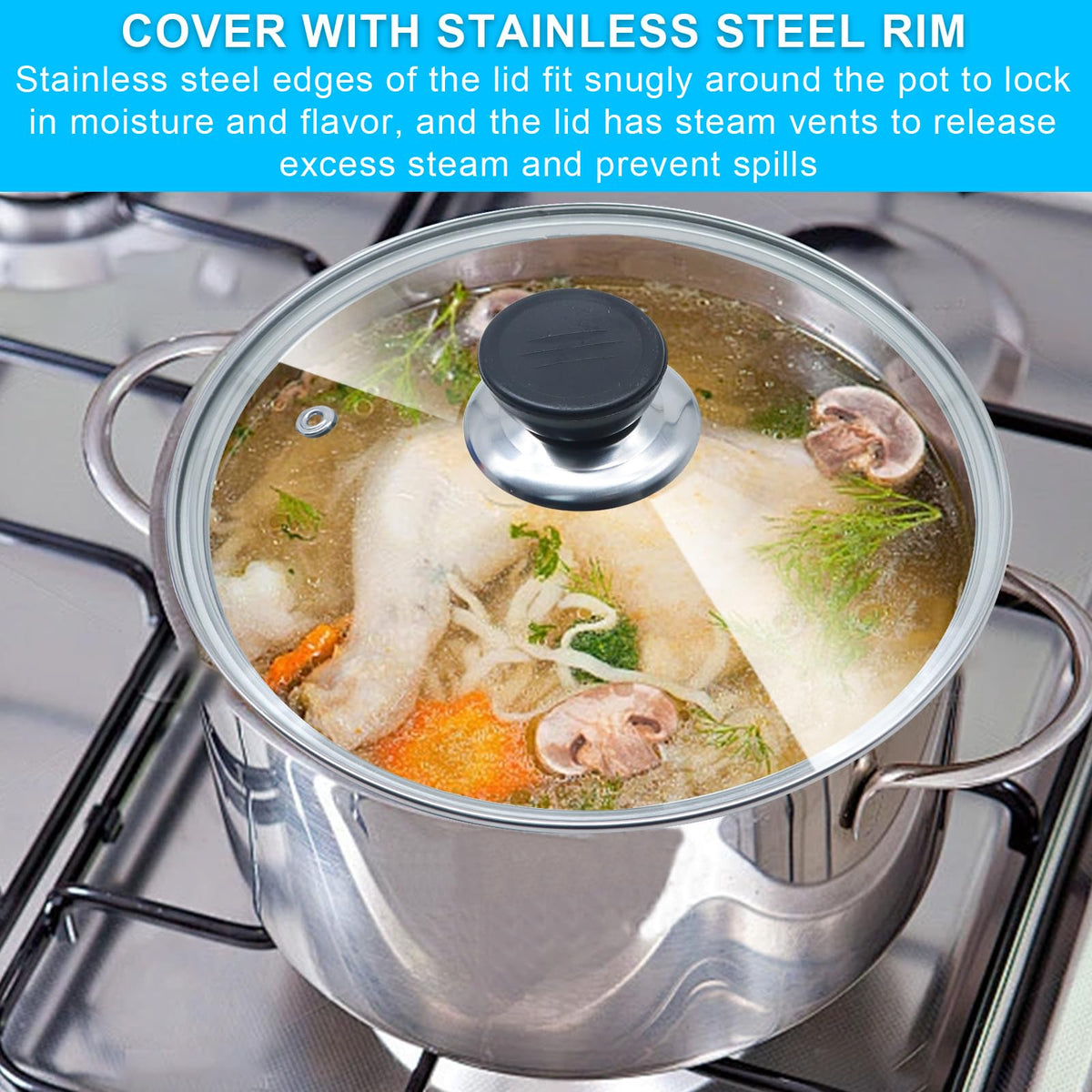 Tempered Glass Lid with Stainless Steel Rim for 8 Inch Frying Pan I823