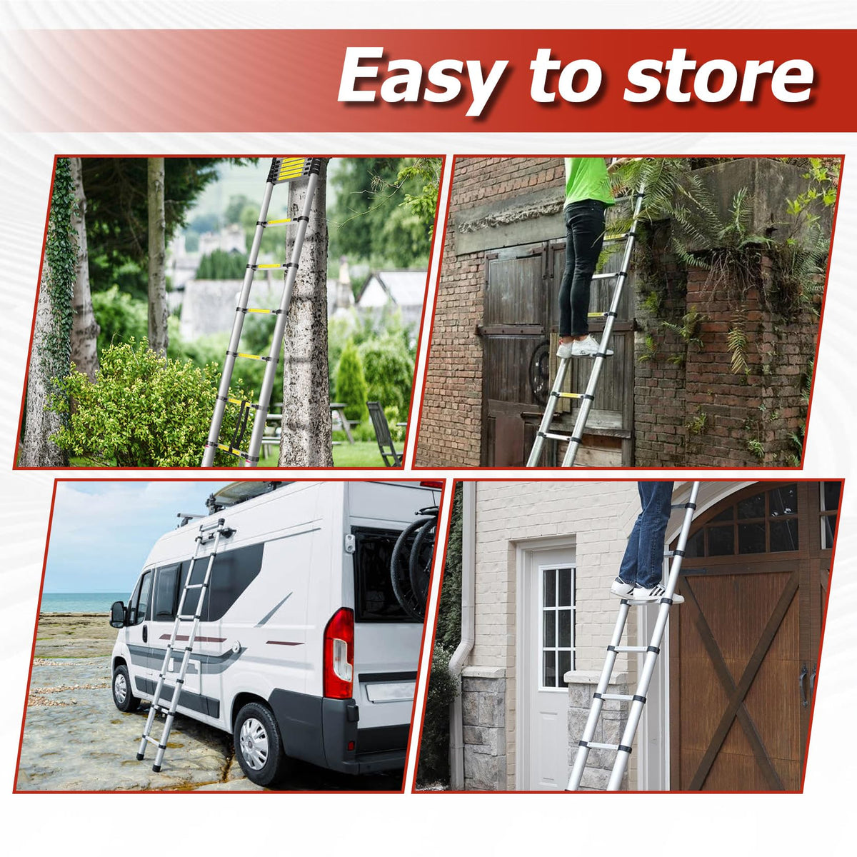 Telescopic Aluminum Ladder 14.5FT 330lbs Capacity T705