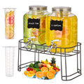 1 Gallon Glass Drink Dispenser with Stand, 2 Pack R99904