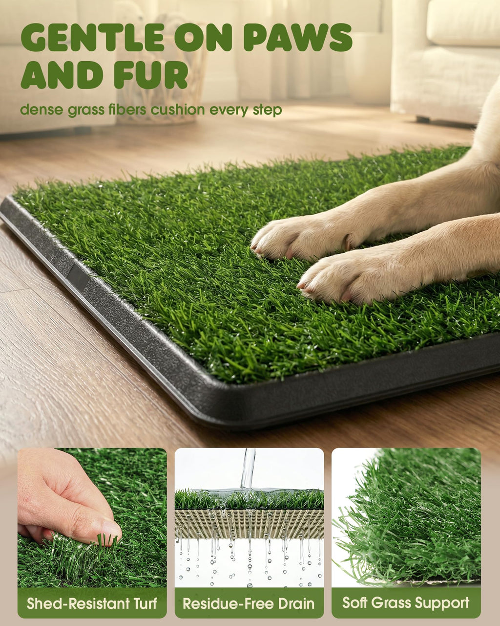 Grass Pad for Dogs Potty, 3-Layer Reusable, Washable, 30 x 20 in H271