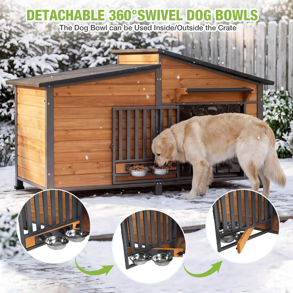 Extra Large Heated Insulated Weatherproof Dog Kennel with Heating Pad H76176