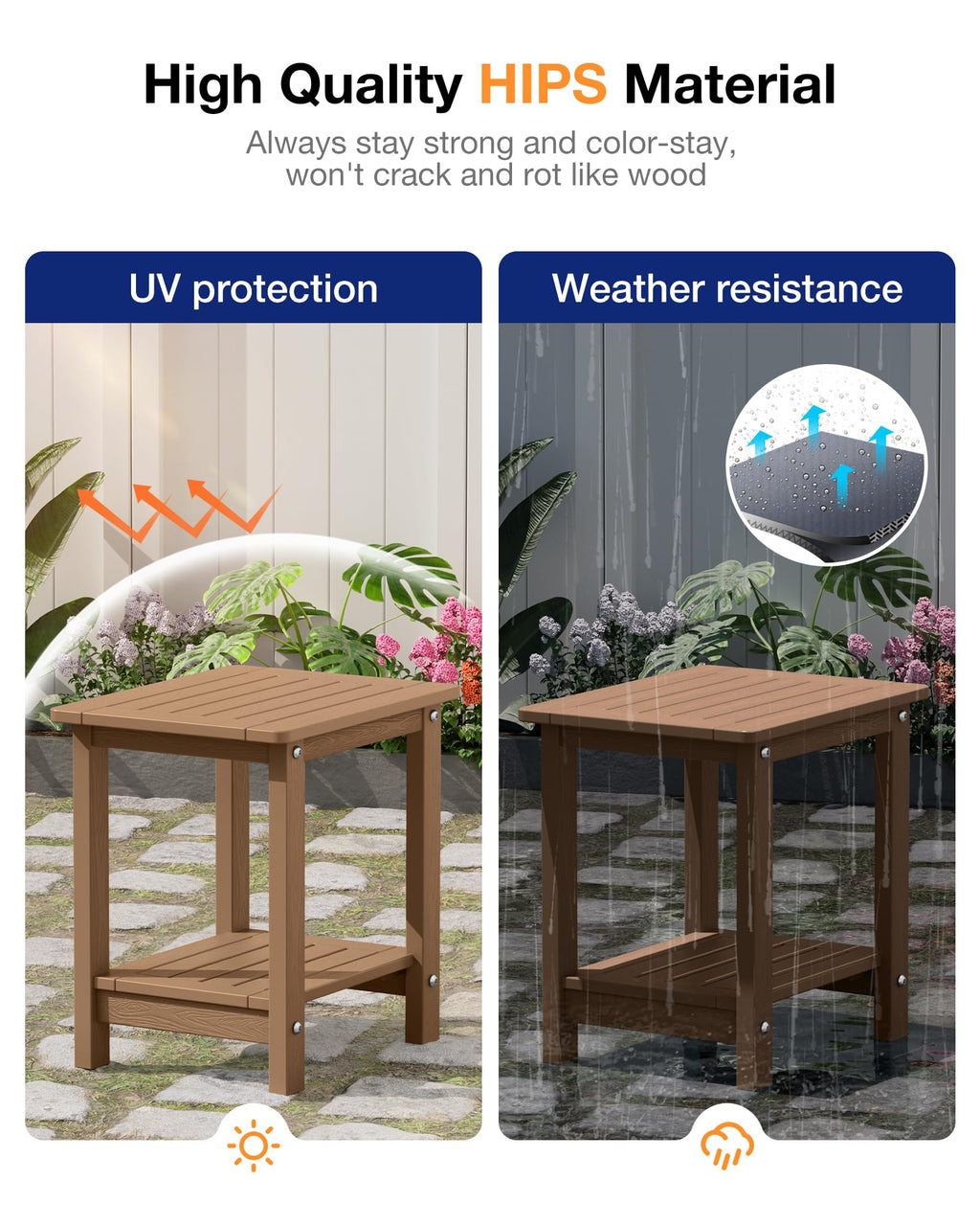 Outdoor Side Table Set of 2 Weather Resistant 2-Tier G8181