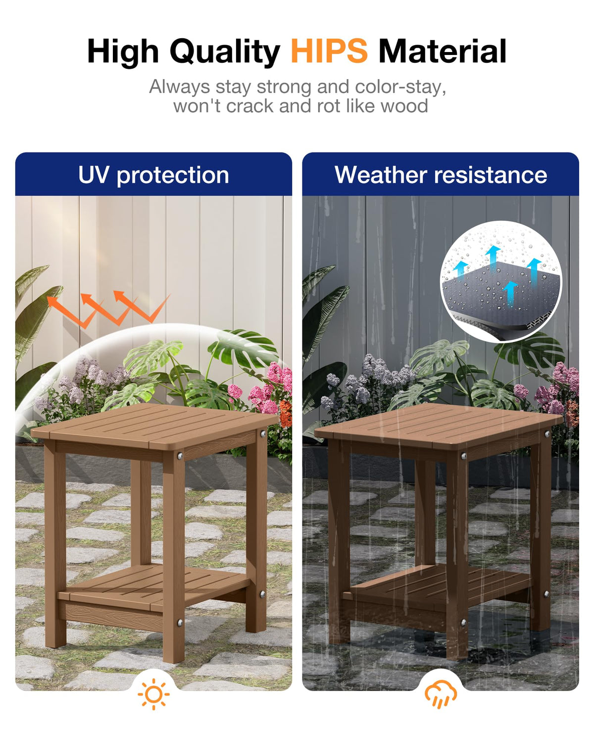 Outdoor Side Table Set of 2 Weather Resistant 2-Tier G8181