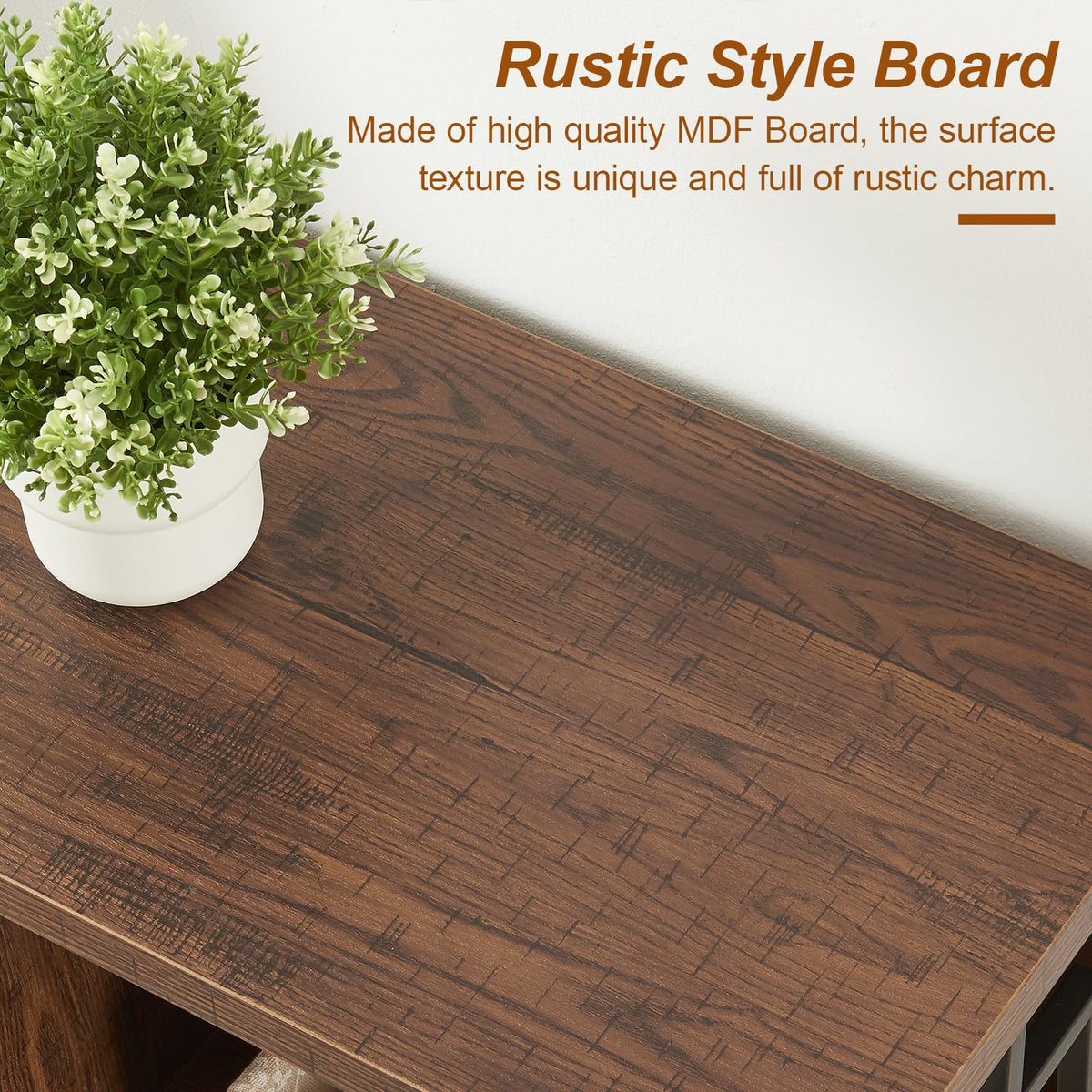 Brown 47 Inch Sofa Console Table with 3 Tier Bookshelf A820907