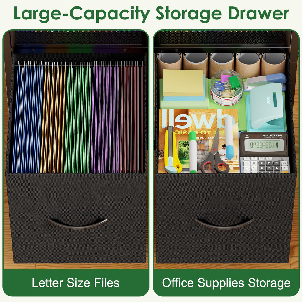 Rolling File Cart with 2 Fabric Drawers E7222