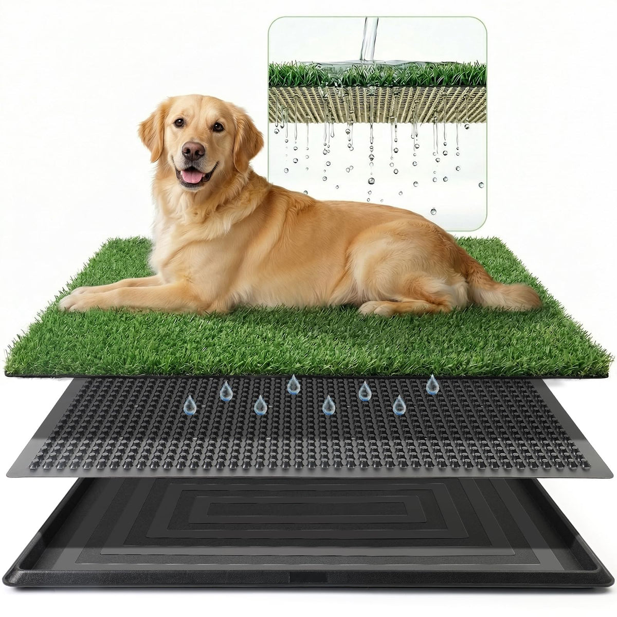 Grass Pad for Dogs Potty, 3-Layer Reusable, Washable, 30 x 20 in H271