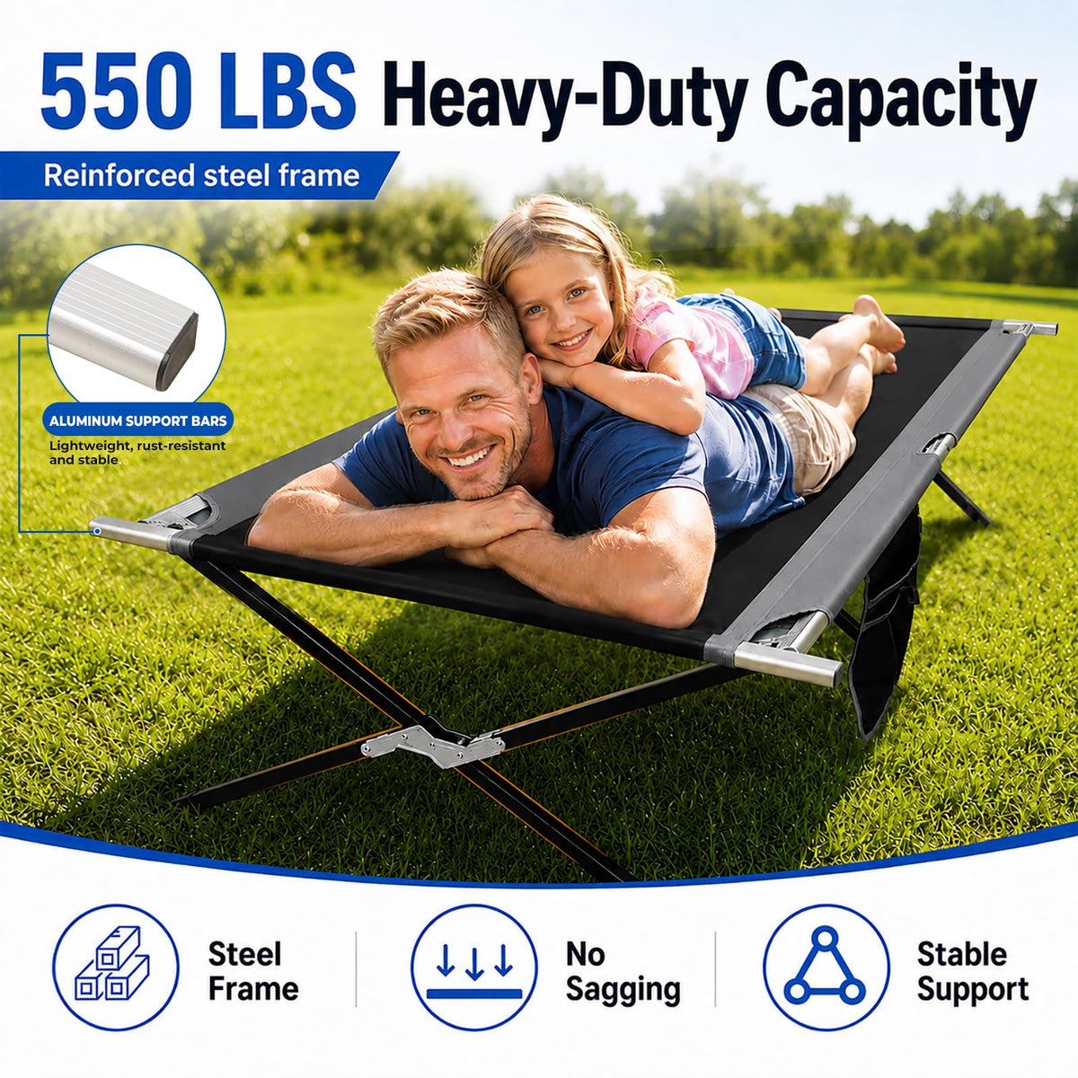 42" Extra Wide Heavy Duty Folding Cot Bed with Carry Bag H520412