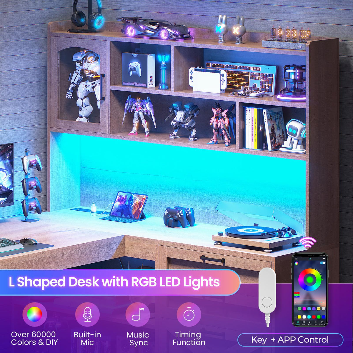 61" L Shaped Office Desk with Drawers and Storage S11230