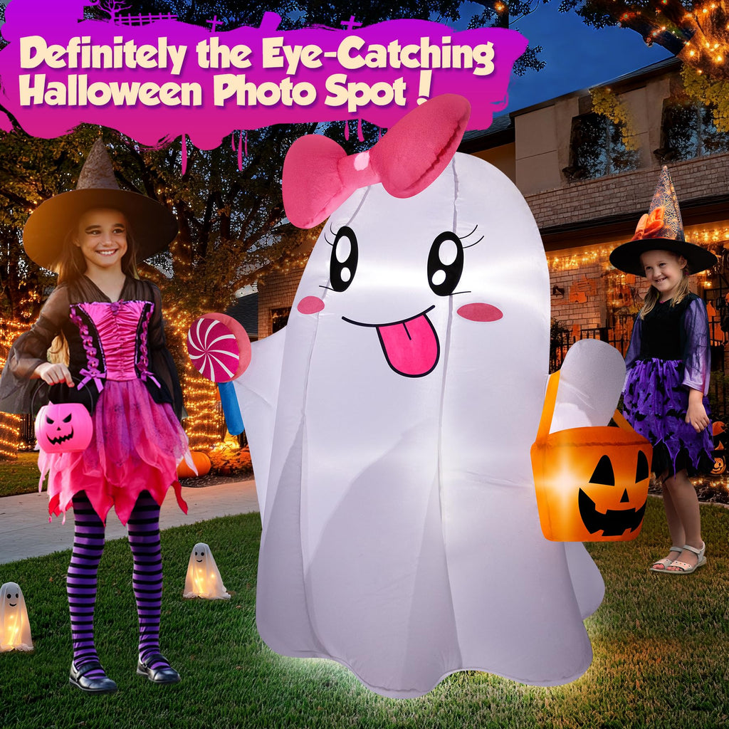 5FT Halloween Inflatables Ghost with Built-in LED Lights R878085