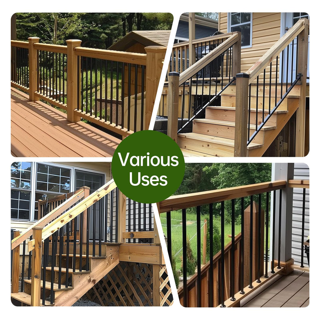 32"-100Pack Aluminum Deck Balusters Hollow Round Deck Railing Spindles Matte Coated Black S960