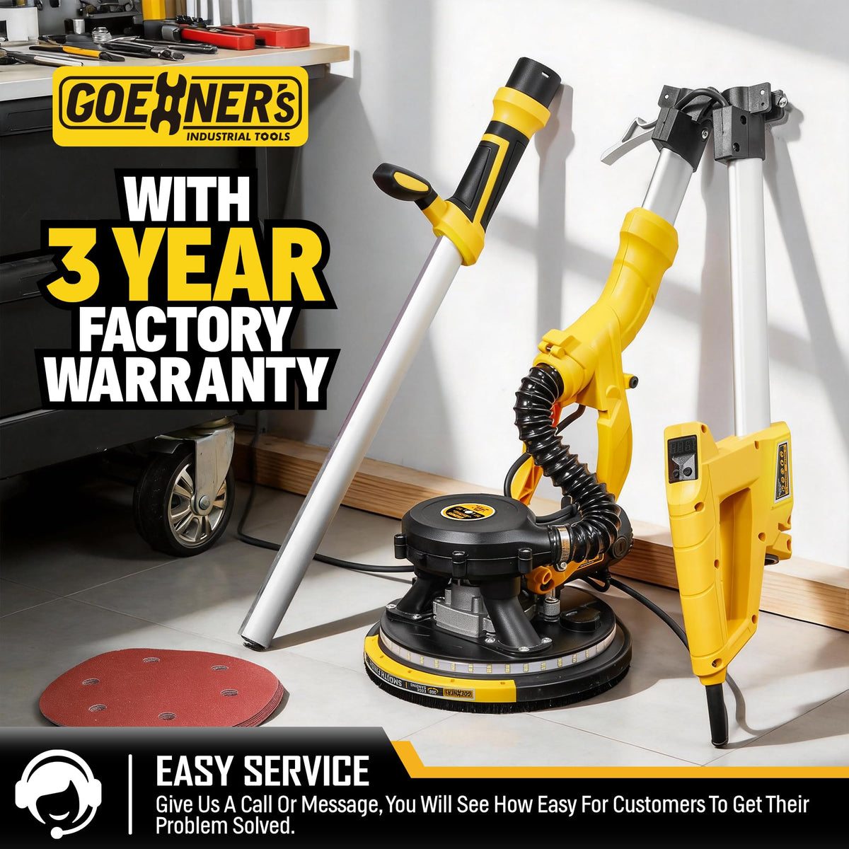 950W Electric Drywall Sander with Vacuum Dust Collector B6752