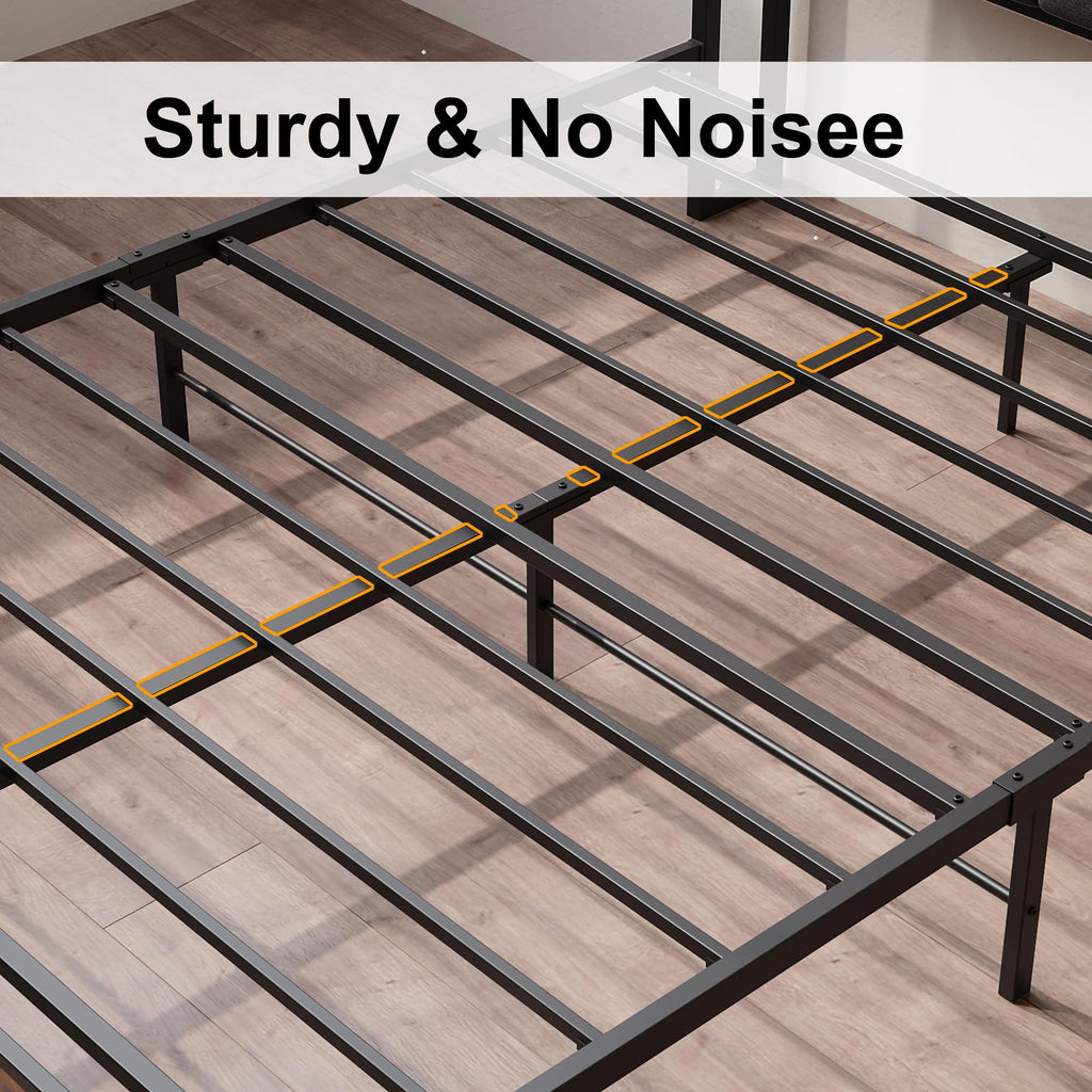 Queen Size Bed Frame with Storage Headboard and Charging Station E731018