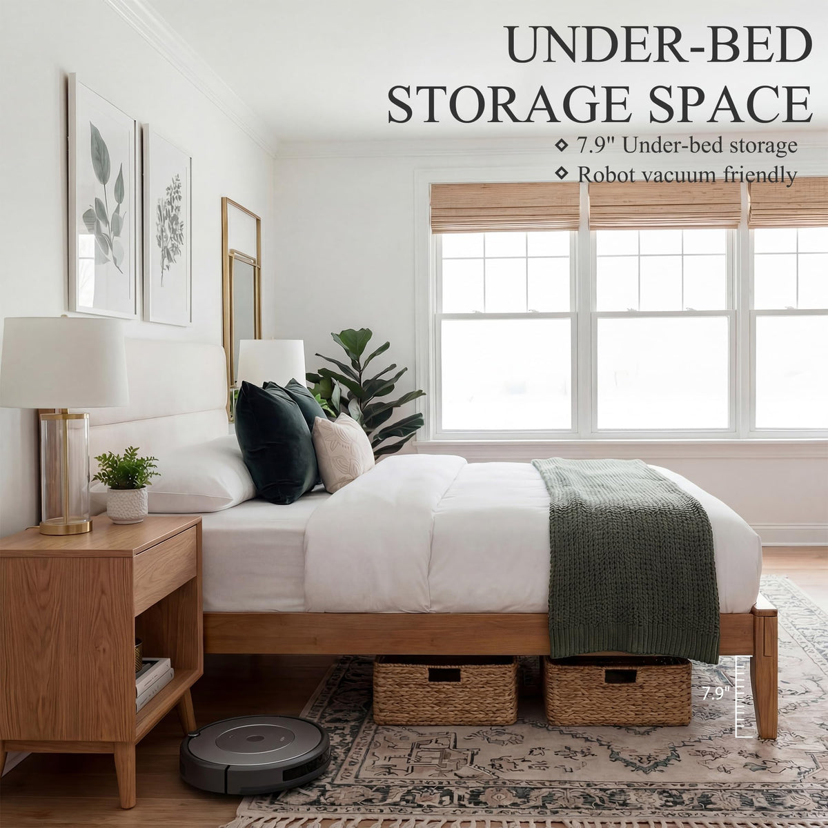 Solid Bamboo Queen Size Bed Frame with Headboard H3232