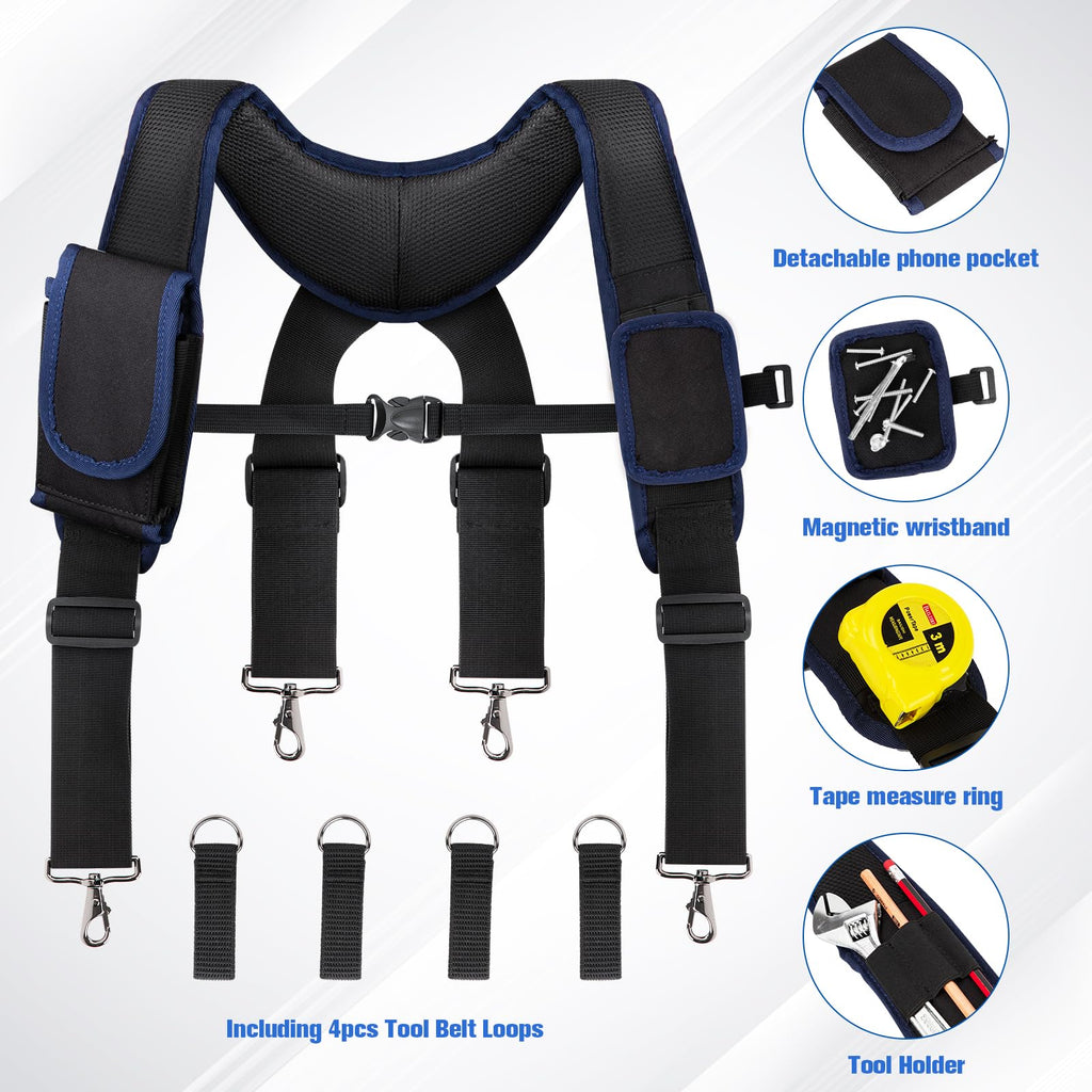 Adjustable Tool Belt with Magnetic Wristband and Pouch Pocket K2205