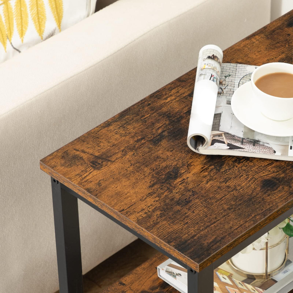 Rustic Brown and Black 3-Tier End Table E975737