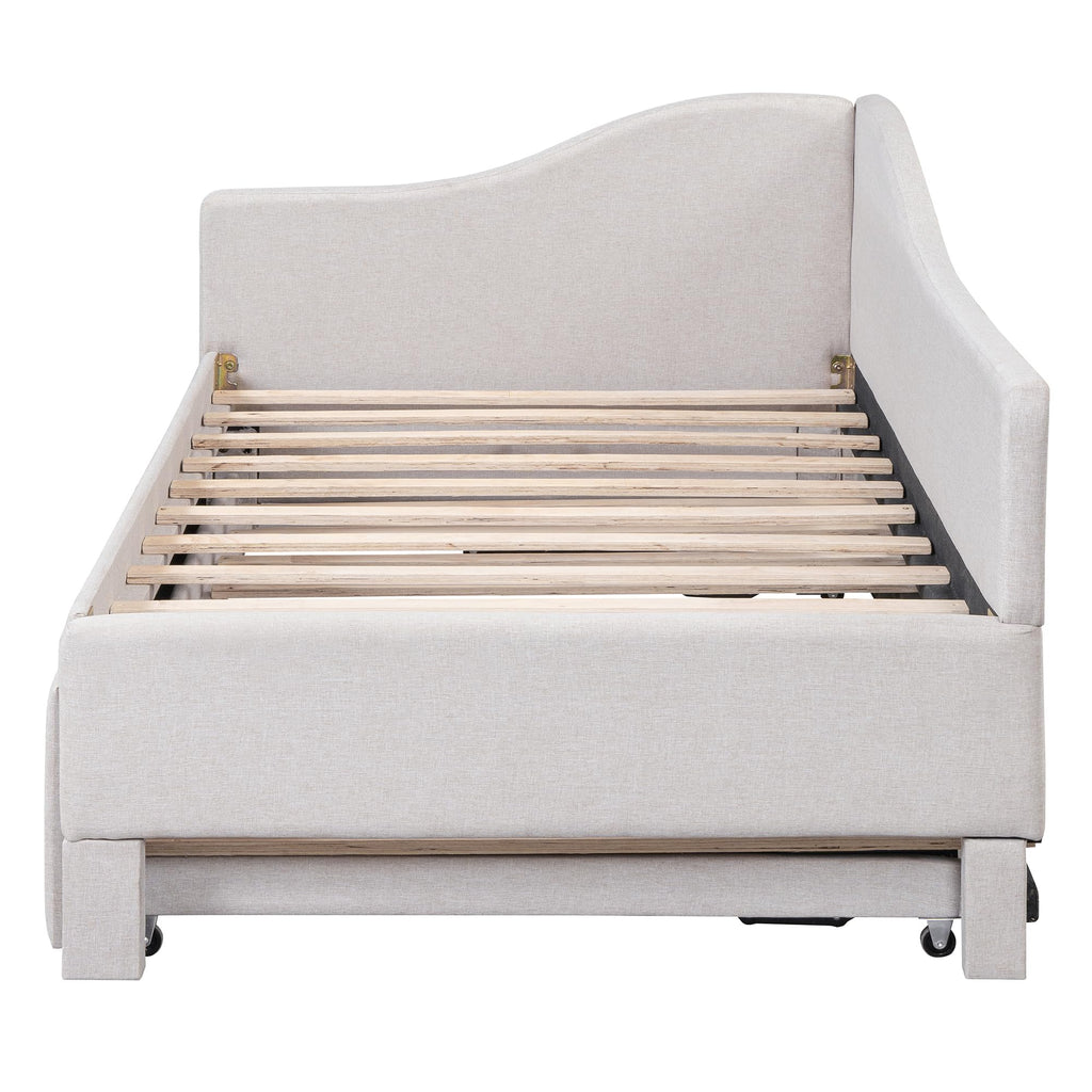 Twin Size Upholstered Linen Daybed with Pop up Trundle H753321