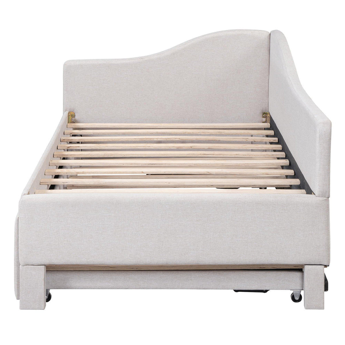 Twin Size Upholstered Linen Daybed with Pop up Trundle H753321