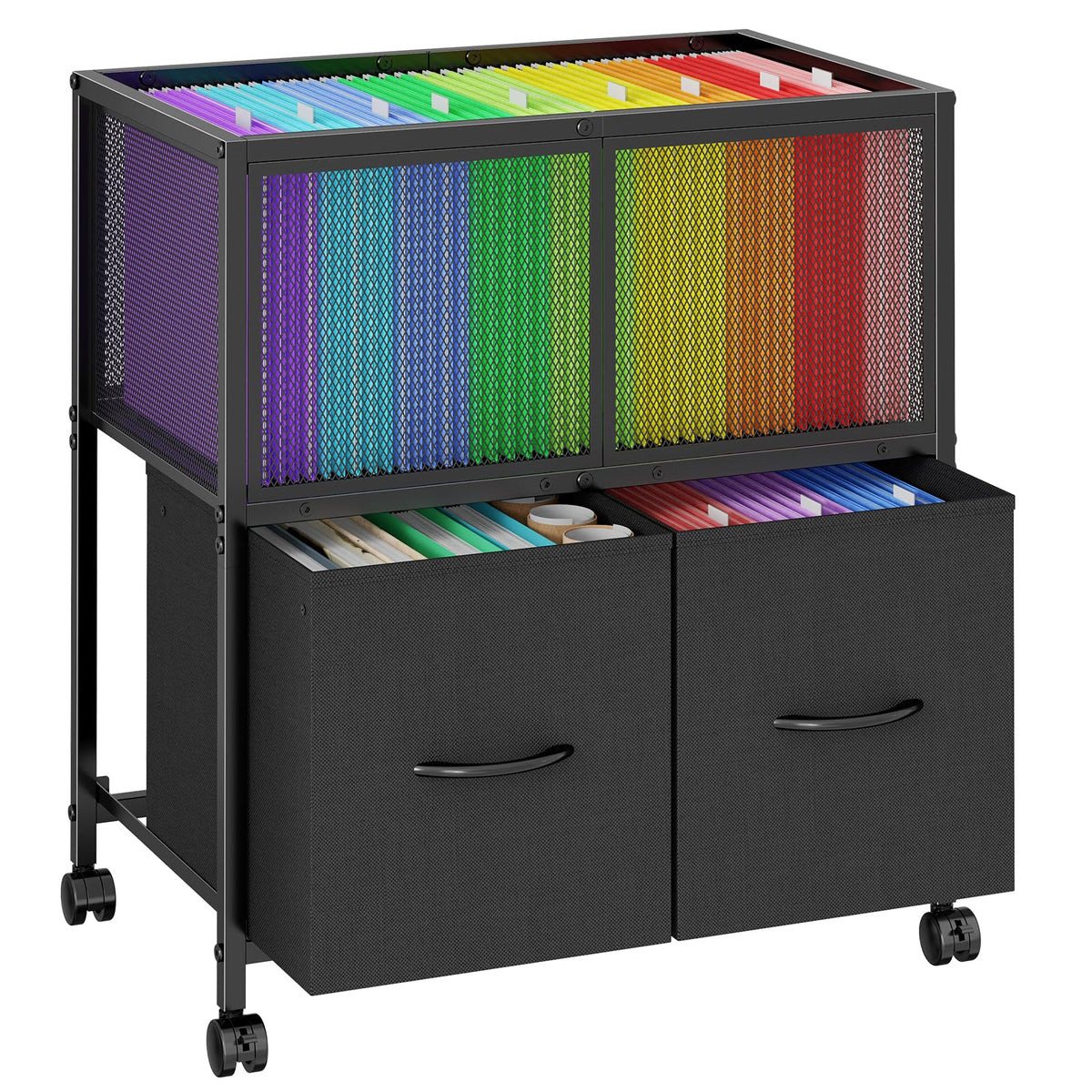 Rolling File Cart with 2 Fabric Drawers E7222