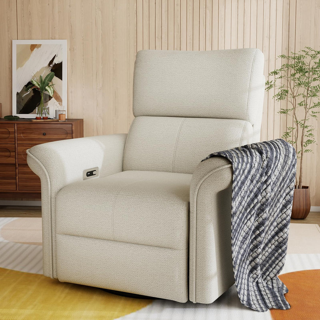 Fabric Light Gray Swivel Rocker Recliner Chair D9891
