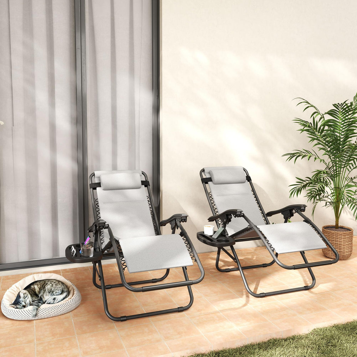 Zero Gravity Chairs Set of 2 Light Gray K2156