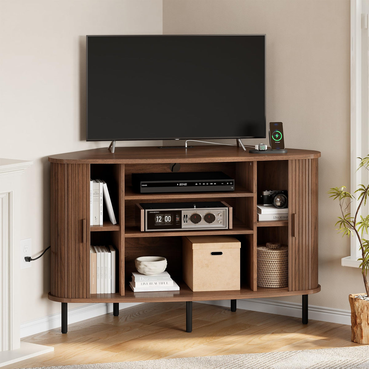 47" Walnut Corner TV Stand P851071