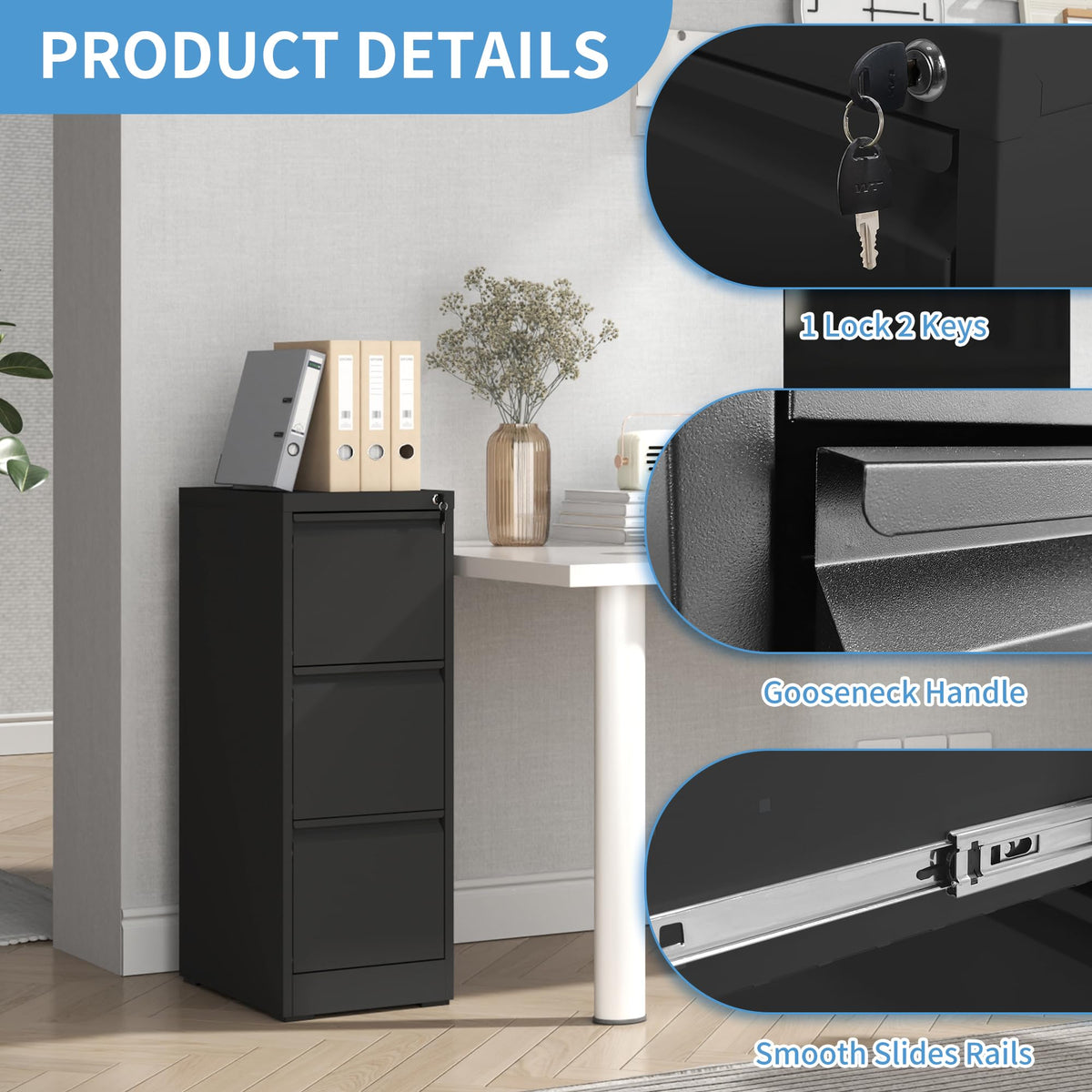 3 Drawer Metal File Cabinet with Lock H534505